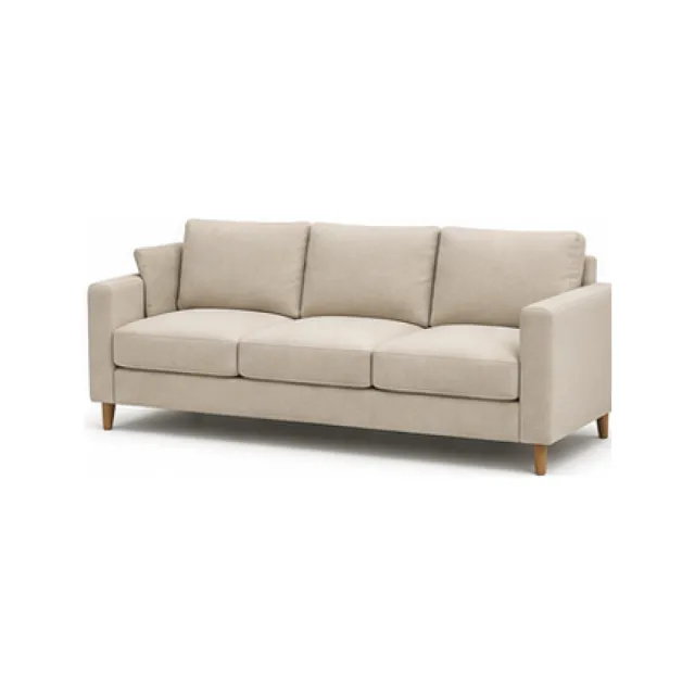 Upholstered Three-Seat Sofa - Natural Finish white-background product packshot