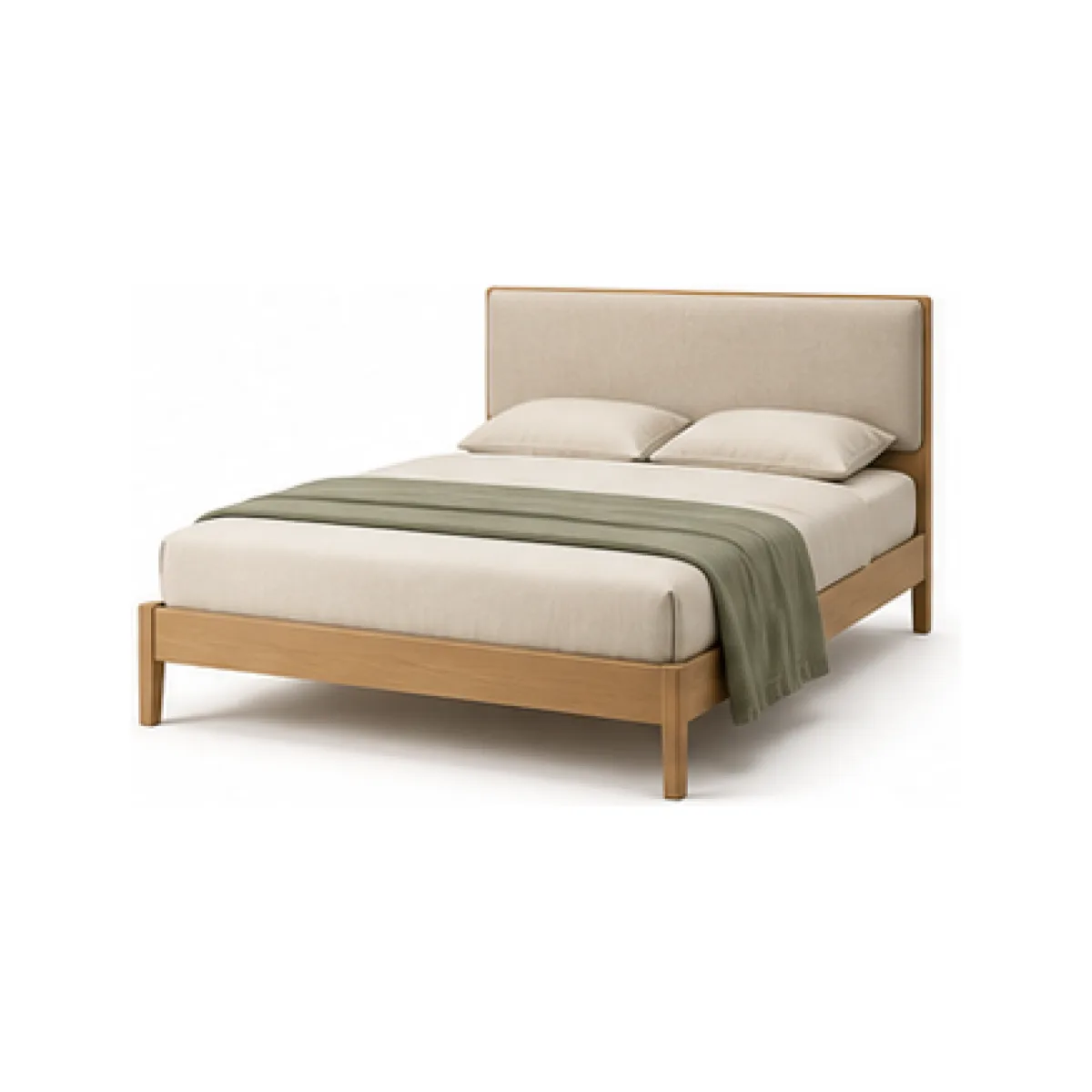 Queen Platform Bed Frame - Natural Finish white-background product packshot