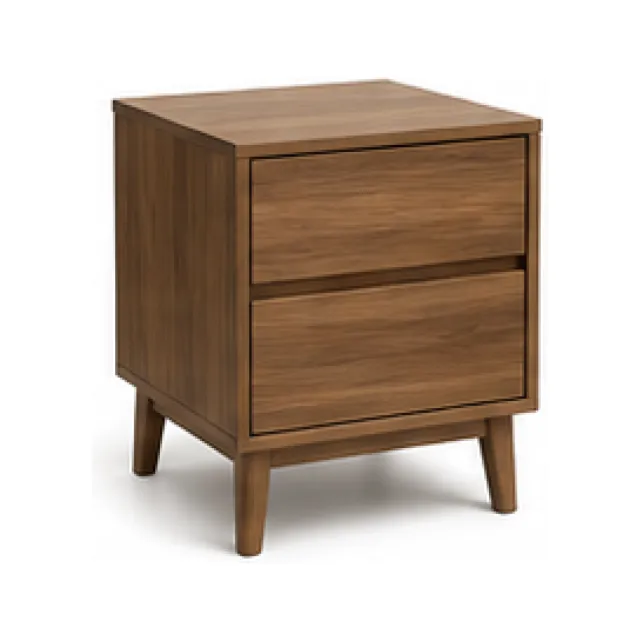 Two-Drawer Bedside Table - Natural Finish white-background product packshot