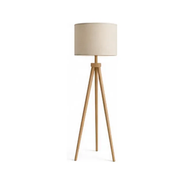Tripod Floor Lamp - Natural Finish white-background product packshot