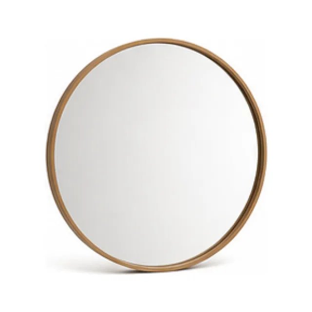 Round Framed Wall Mirror - Natural Finish white-background product packshot