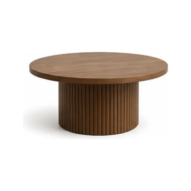 Round Living Room Coffee Table - Natural Finish white-background product packshot