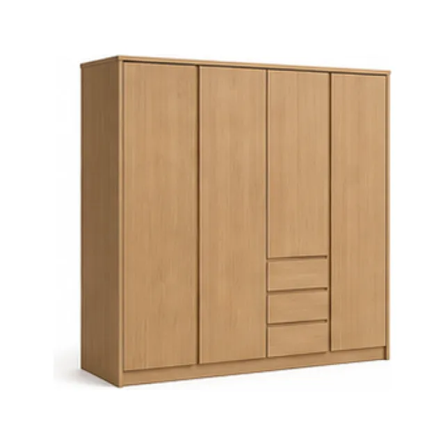 Modular Four-Door Wardrobe - Natural Finish white-background product packshot