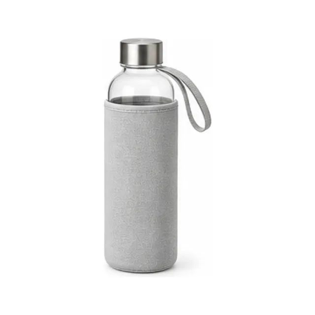 Glass Water Bottle with Sleeve white-background product packshot