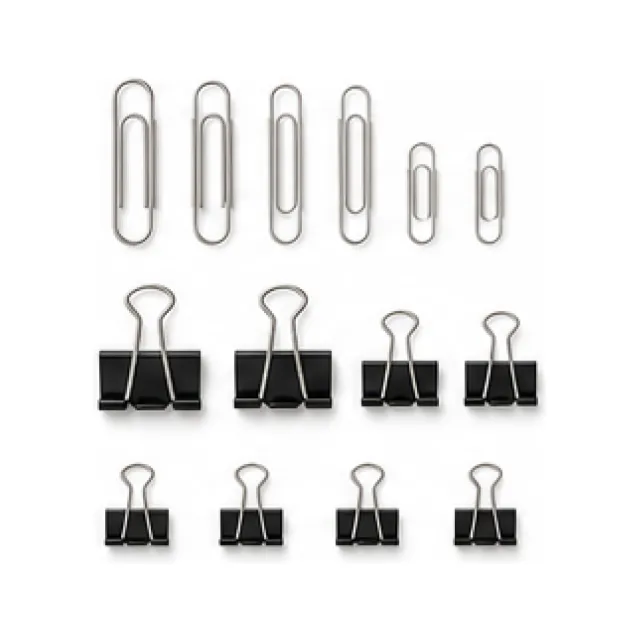 Paper Clip and Binder Set white-background product packshot